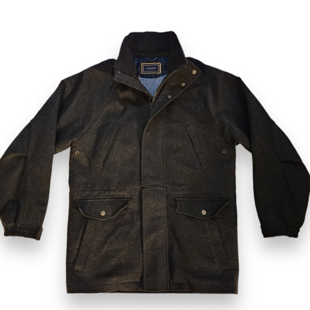 Jacob Siegel Men’s Classic Charcoal Wool Blend Half Zip and Button Up Coat